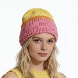 Sorbet handmade knit touque | knit hat | pink orange yellow toque